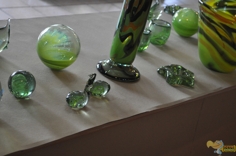 green glass display